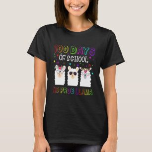 100 Days of School Shirt No Probllama Llama 100th 