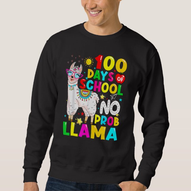 100 Days Of School Shirt No Probllama Llama 100th  (Front)