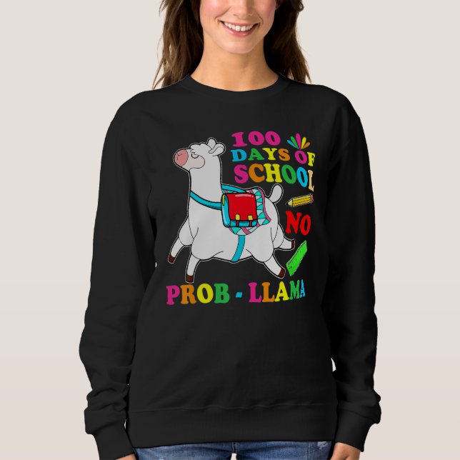 100 Days Of School Shirt No Probllama Llama 100th  (Front)