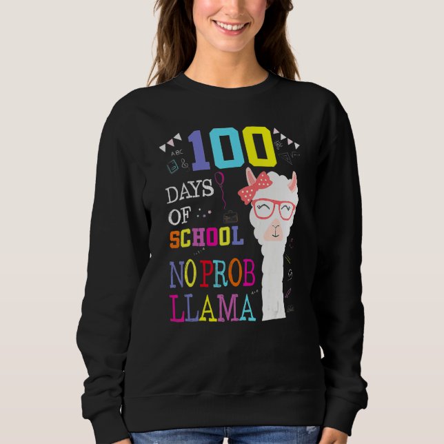 100 Days Of School Shirt No Probllama Llama 100Th  (Front)