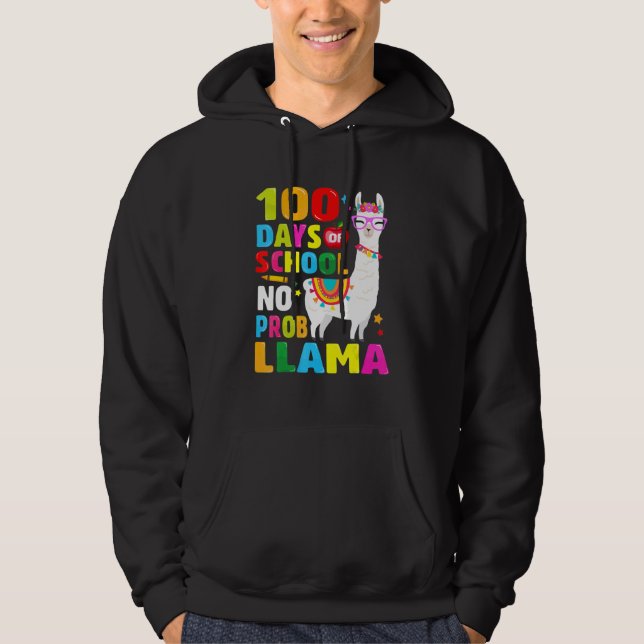 100 Days of School Shirt No Probllama Llama 100th  (Front)