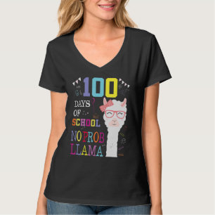 100 Days Of School Shirt No Probllama Llama 100Th 