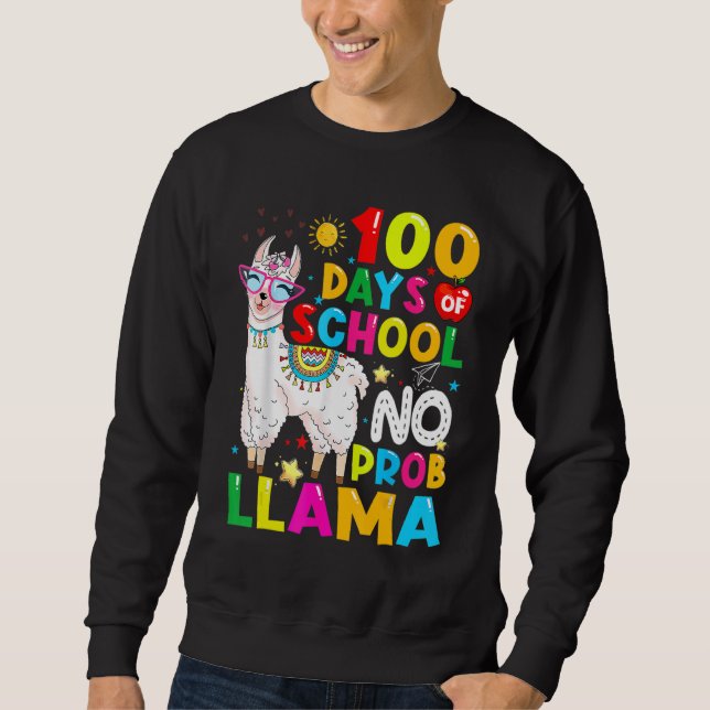 100 Days Of School Shirt No Probllama Llama Funny  (Front)