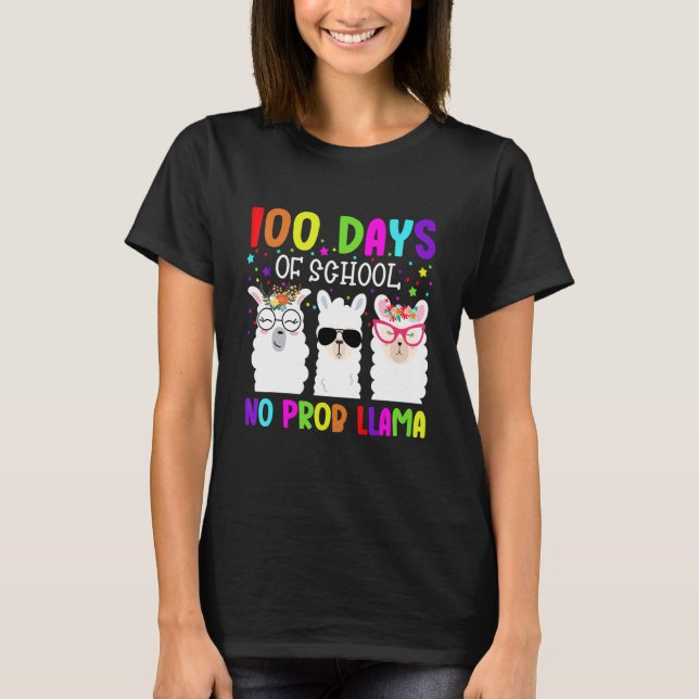 100 Days of School Shirt No Probllama Llama Teache (Front)