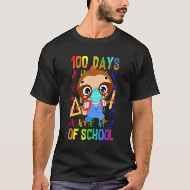 100 Days Of School Sloth Wearing Mask Smarter Kids T-Shirt (Front)