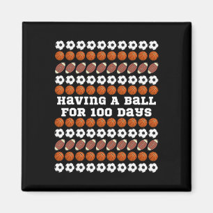100 Days Of School Soccer Basketball Football Boys Magnet
