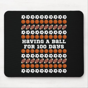 100 Days Of School Soccer Basketball Football Boys Mouse Pad