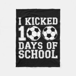 100 Days Of School Soccer Boys Kids 100th Day Of S Fleece Blanket