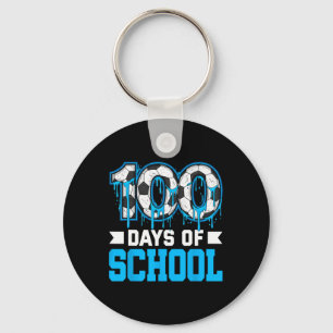 100 Days Of School Soccer Drip 100th Day Of School Key Ring
