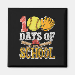 100 Days Of School Softball Funny 100th Day Sport Magnet