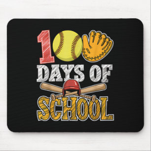 100 Days Of School Softball Funny 100th Day Sport Mouse Pad