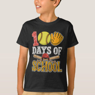 100 Days Of School Softball Funny 100th Day Sport T-Shirt