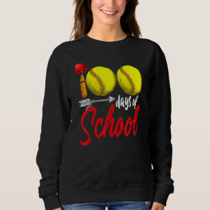 100 Days Of School Softball Teacher Kids 100th Day Sweatshirt
