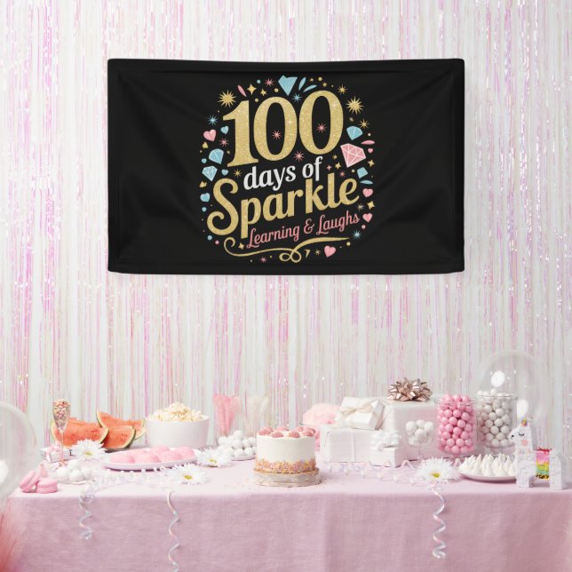 100 Days of School Sparkle Learning and Laughs Banner (Party)