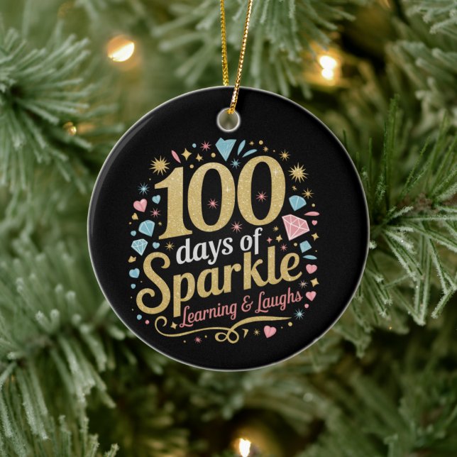 100 Days of School Sparkle Learning and Laughs Ceramic Tree Decoration (Tree)