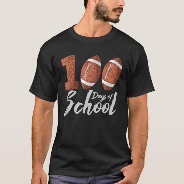 100 Days of School Sports Ball Lineman American Fo T-Shirt (Front)