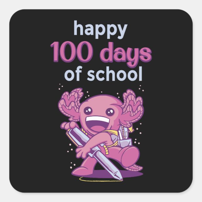 100 days of school square sticker (Front)