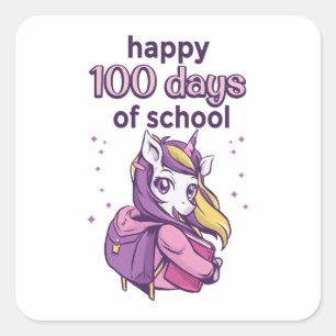 100 days of school square sticker