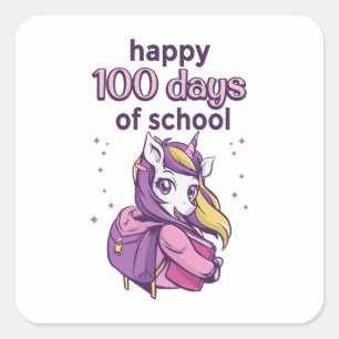 100 days of school square sticker