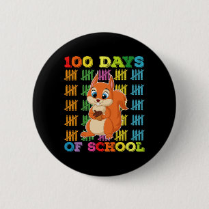 100 Days Of School Squirrel Teacher 6 Cm Round Badge
