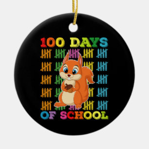 100 Days Of School Squirrel Teacher Ceramic Tree Decoration