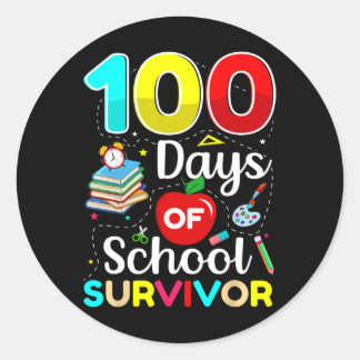 100 Days Of School Survivor Teachers &amp; Boys Ki Classic Round Sticker