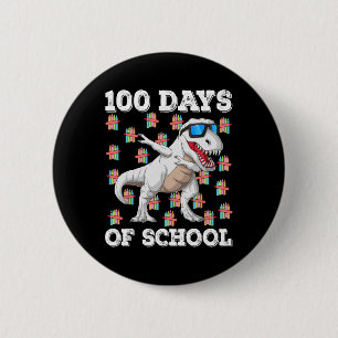 100 Days Of School T-rex Dabbing Kids Boys 100th D 6 Cm Round Badge