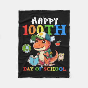 100 Days Of School T Rex Dinosaur Teacher Boy Fleece Blanket