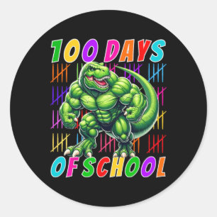 100 Days Of School T-rex Lover Boys 100 Days Of Sc Classic Round Sticker