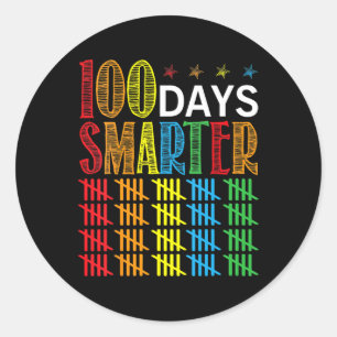 100 Days Of School Tally Marks 100 Days Smarter Te Classic Round Sticker