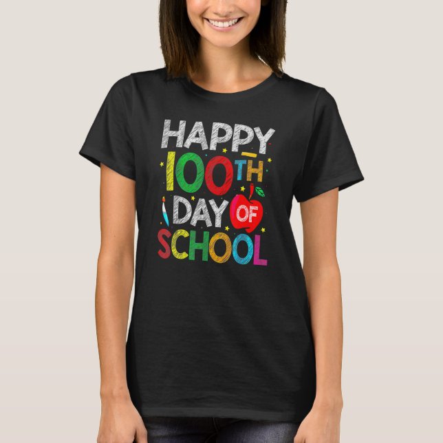 100 Days Of School Teacher And Kids Happy 100th Da T-Shirt (Front)