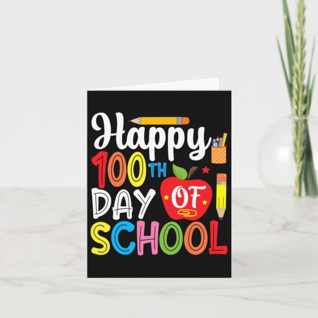 100 Days Of School Teacher And Student 1  Card (Front)