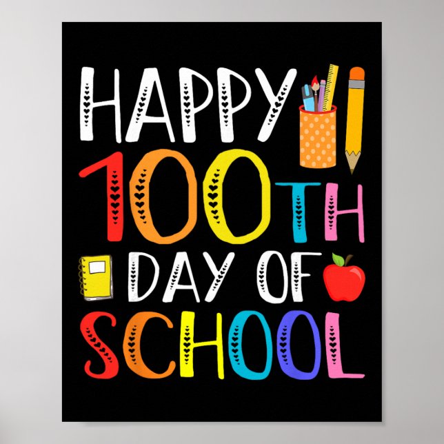 100 Days Of School Teacher And Student  Poster (Front)
