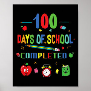 100 Days Of School Teacher And Student  Poster
