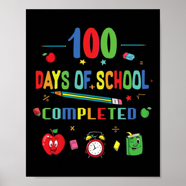 100 Days Of School Teacher And Student  Poster (Front)