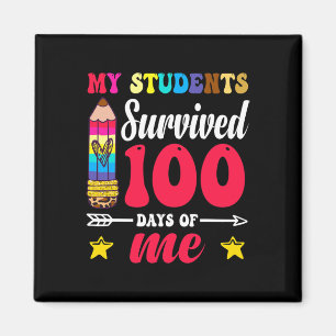 100 Days Of School Teacher Colourful Leopard Penci Magnet