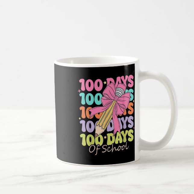 100 Days Of School Teacher Coquette Bow 100th Day Coffee Mug (Right)