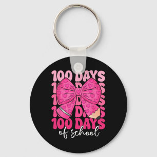 100 Days Of School Teacher Girls Kids Coquette Bow Key Ring
