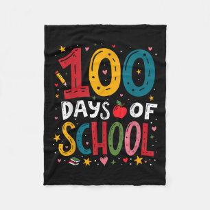 100 Days Of School Teacher Kid Boys 2025 100th Fleece Blanket