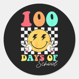 100 Days Of School Teacher Kids Funny Face Peace O Classic Round Sticker