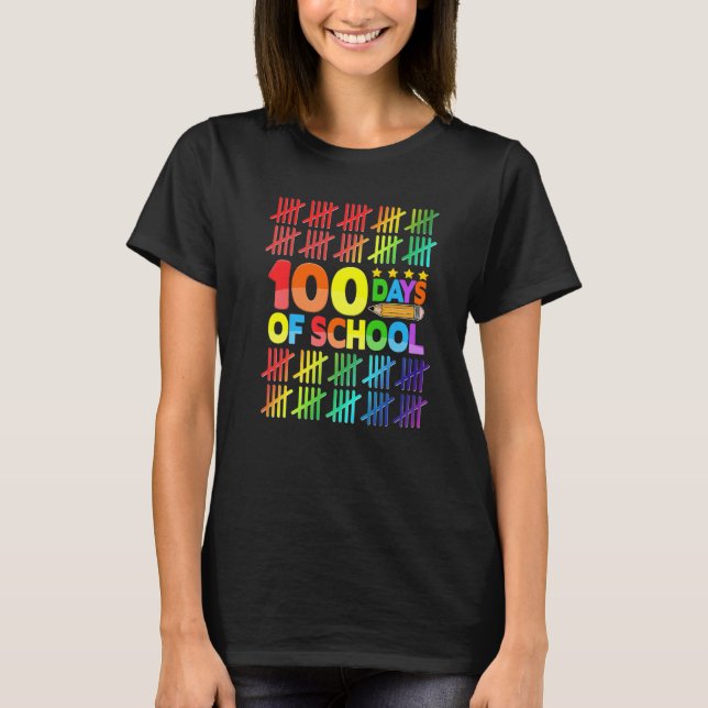 100 Days Of School Teacher Kids Happy 100th Day Of T-Shirt (Front)