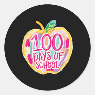 100 Days Of School Teacher Kids Retro  Classic Round Sticker