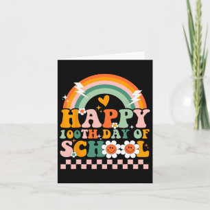 100 Days Of School Teacher Kids Retro Groovy 100th Card