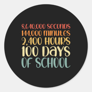 100 Days Of School Teacher Outfit 80s Retro Vintag Classic Round Sticker