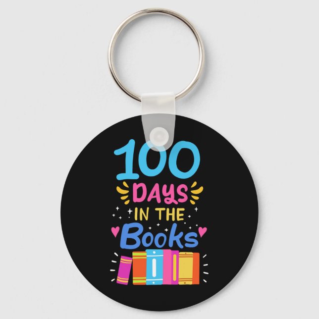 100 Days Of School Teacher Student Reading  Key Ring (Front)