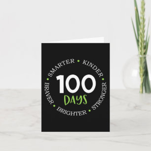 100 Days of School  Teacher Team Kids Growth Minds Card