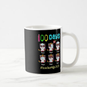 100 Days of School Teacher Unicorn Wearing Mask W Coffee Mug
