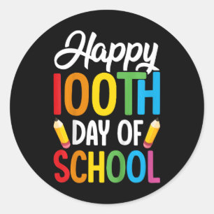 100 Days Of School Teachers Kids Girls Boys 100th  Classic Round Sticker