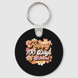 100 Days Of School Teachers Kids Groovy 100th Day Key Ring
