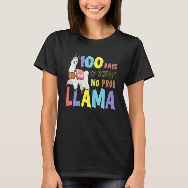 100 Days of School Tees No Probllama Llama 100th d (Front)